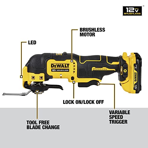 DEWALT XTREME 12V MAX Brushless Cordless Oscillating Tool Kit (DCS353G1) , Yellow DEWALT