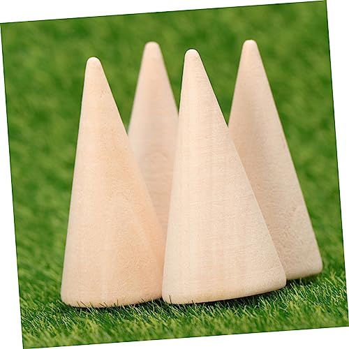 ABOOFAN 60 Pcs Diy Cone Wood Cone Jewelry Holder Unfinished Christmas Tree Cone Wood Jewelry Organizer Ring Cone Holder Wood Ring Wooden Toy Jewelry ABOOFAN