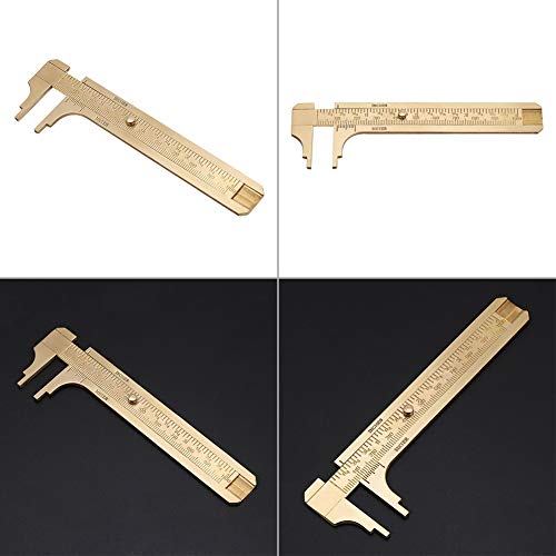 Sliding Gauge Brass Vernier Caliper Ruler Inch Meter MM/Inch Double Scales Caliper Measuring Tool Mini Brass Pocket Ruler Digital Caliper Handy Oumefar