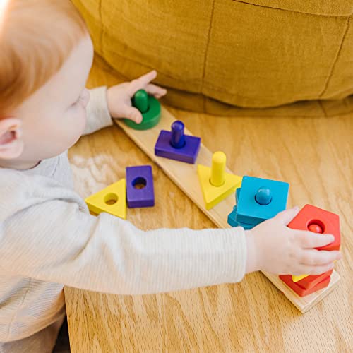 Melissa & Doug Stack and Sort Board - Wooden Educational Toy for age 2+ years With 15 Solid Wood Pieces Melissa & Doug