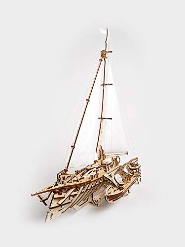 UGEARS 3D Puzzles for Adults Trimaran Merihobus - Wooden Mechanical Models Construction Craft Kits for Adults UGEARS