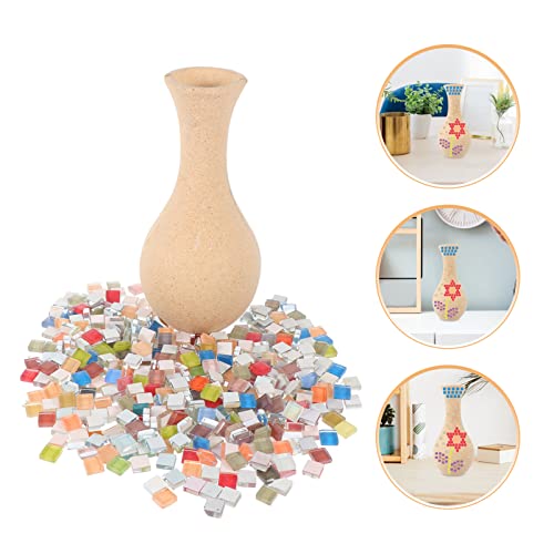 Healifty 1 Set DIY Vase Mosaic Pot Handmade Flower Pot Wood Vase Crafts Mosaic Succulent Pot Paint Your Vase Unfinished Wood Vase Paintable Vase Healifty