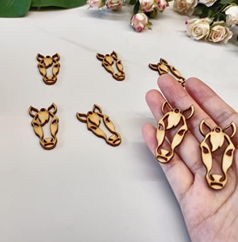 30pcs of Horse Head Earrings Unfinished Wood Blanks,Unfinished Laser Cut Wood Shapes for Earrings Jewelry Crafts (1.7inch) Yuxuanish