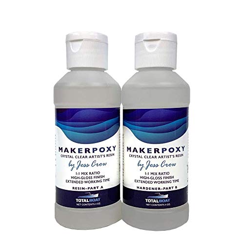 TotalBoat - MakerPoxy Crystal Clear Artist's Resin by Jess Crow | Two Part Epoxy Kit for Resin Art | Use with Color Pigments & Tints | Includes TotalBoat