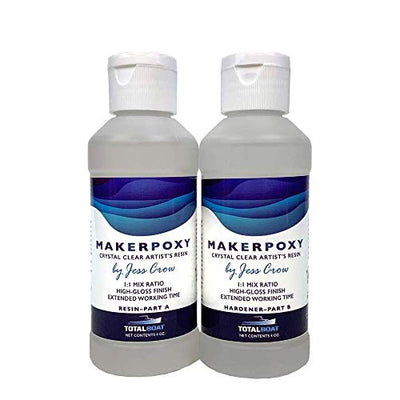 TotalBoat - MakerPoxy Crystal Clear Artist's Resin by Jess Crow | Two Part Epoxy Kit for Resin Art | Use with Color Pigments & Tints | Includes