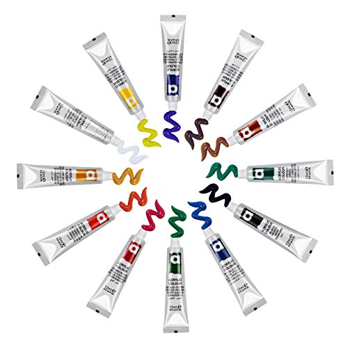 Falling in Art Painting Set for Kids with Table Easel-Acrylic Painting Starter Kit with Art Smock, 12 Acrylic Paints, 12 Water Soluble Colored Falling in Art