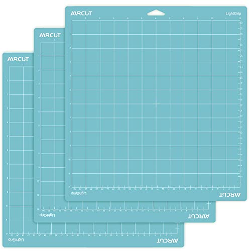 AIRCUT Light Grip Cutting mat for Cricut Maker/Explore Air 2/Air/One(12x12 Inch, 3 Mats) Light Adhesive Sticky Blue Quilting Cricket Cutting Mats AIRCUT