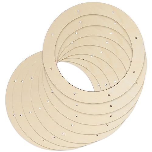 Round Unfinished Wood Circles with Jute String for Crafts (10 in, 4 Pack)