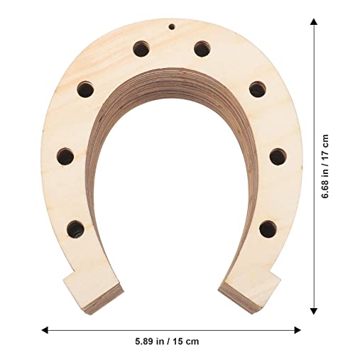 24pcs Unfinished Wood Horseshoe Cutouts Blank Wooden Horseshoe Chips Cowboy Wood Slices to Paint Crafts for DIY Western Celebration Home Decoration EXCEART