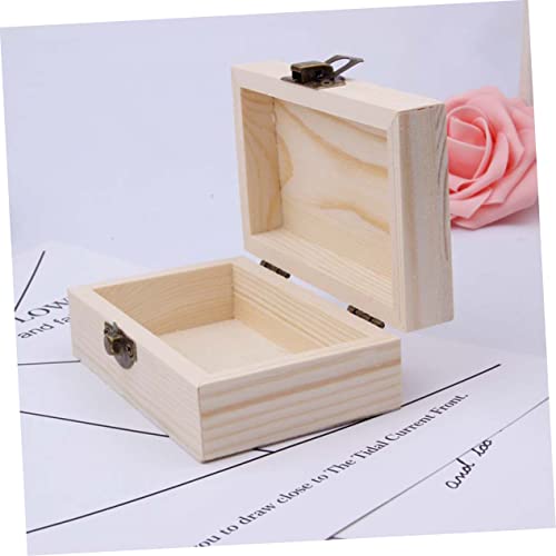 VOSAREA Box Box Wooden Box Jewelry Storage Retro Jewelry Case Craft Storage Desk Topper Table Wood Jewelry Case Jewelry Organizer Tray Unfinished VOSAREA
