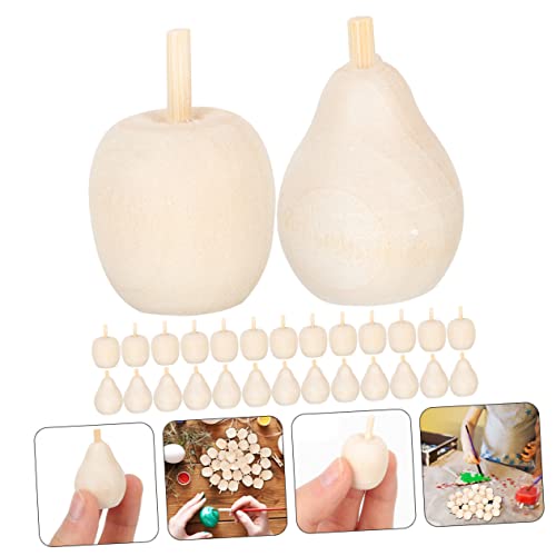 Artibetter 40pcs Wooden Fruit Ornaments Artificial Pear Unfinished Wooden Crafts DIY Unpainted Fruit for Crafts DIY Fruit Crafts Wooden People Peg ARTIBETTER