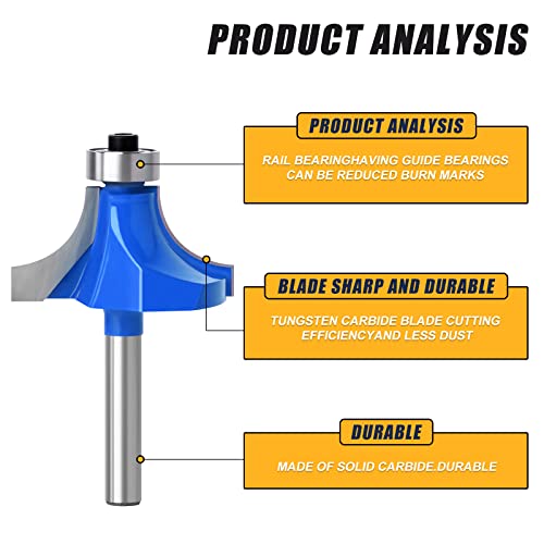 MEIGGTOOL 7Pcs 1/4"Inch Shanks Roundover Edging Router Bit Set,Round Radius: 1/2",3/8",5/16",1/4",7/32",3/16",1/8" MEIGGTOOL