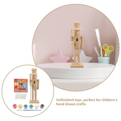 Tofficu Unfinished Wood Nutcracker Figures, 1 Set 18cm DIY Unpainted Nutcracker Ornaments Christmas Craft Blank Paint Toy Hanging Soldier Puppets for Tofficu