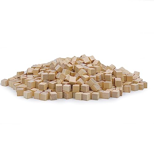 Wood Cubes for Crafts, 1 cm Wooden Blocks, 300 Pcs Natural Wooden Blocks, Unfinished Wood Crafts Wood Square Blocks for Arts and DIY Projects Puzzle SPKESE