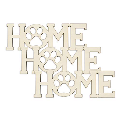 3pcs Home Paw Wood Sign Blank Wooden Dog Cat Paw Plaque Unfinished Wood DIY Crafts Cutouts Ornaments for Puppy Pet House Door Wall Decorative, Creaides