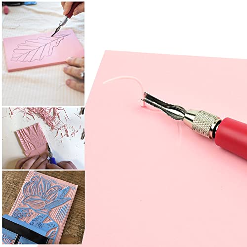 Rubber Block Stamp Carving Block Stamp Making Kit with Cutter Tools, 1 Carving Rubber Stamp for Printmaking, Printing and More Pixiss