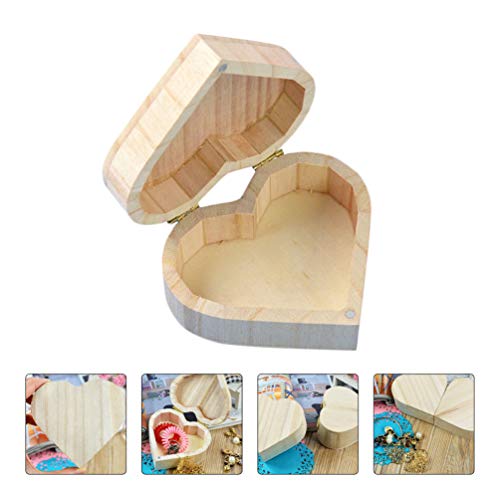 Wooden Things to Paint 2pcs Unfinished Heart Shape Storage Box Unpainted Wooden Storage Box Heart Shaped Wood Craft Organizer Box for Jewelry Gift on Ciieeo
