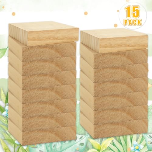 CYEAH 15 Pack Wooden Blocks for Crafts, 4" x 4" x 1" Basswood Carving Blocks, Blank Wooden Square Blocks, Wood Tiles Craft Panels Great for Crafts, CYEAH