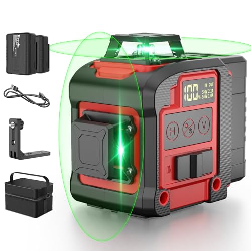 8 Line Laser Level 2×360° Leveling Green Laser Self Level Tool,200ft 2D Green Line Cross for Leveling Tool for Construction and Picture Hanging,Laser Ereoin