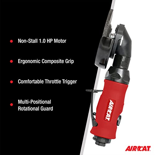 AIRCAT Pneumatic Tools 6340-A: 1.0 HP 4-1/2-Inch Angle Grinder with Spindle Lock 11,000 RPM AIRCAT