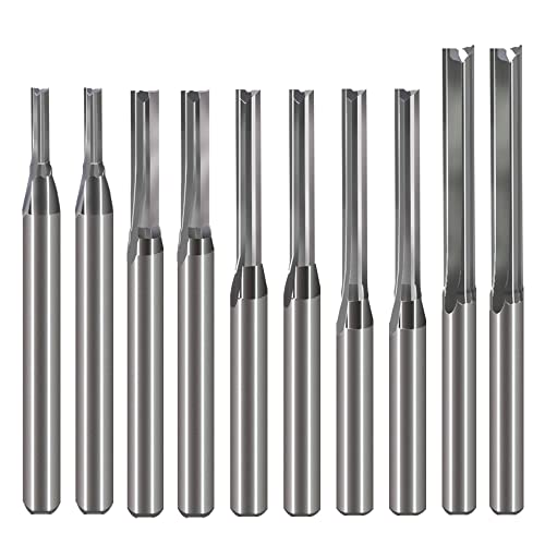 HOZLY 1/8 Inch Straight Router Bits Set (CED 1.0mm 1.5mm 2.0mm 2.5mm 3.175mm )Milling Cutter 2 Flutes Double Edged CNC Cutting Tungsten Steel for HOZLY