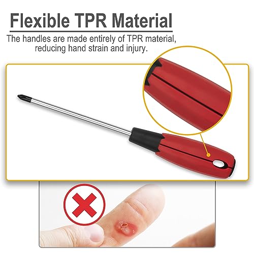 KURUI Magnetic Screwdriver Set, 6-Piece Screw Drivers Tool Set 3 Phillips and 3 Flat Head, Standard Screw Driver and Stubby Screwdriver Have KURUI