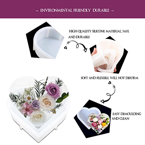 Resin Silicone Molds Large, Heart Resin Molds Silicone, Large Silicone Molds for Epoxy Resin, Deep Casting Resin Molds Epoxy Resin Molds for Flowers MAMUNU