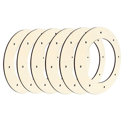 Worown 6 Pack Wooden Wreath Form, 8 inches (Outer Diameter) Wooden Wreath Frame, 5mm Thickness Wood Wreath Ring for Creating Beautiful Floral