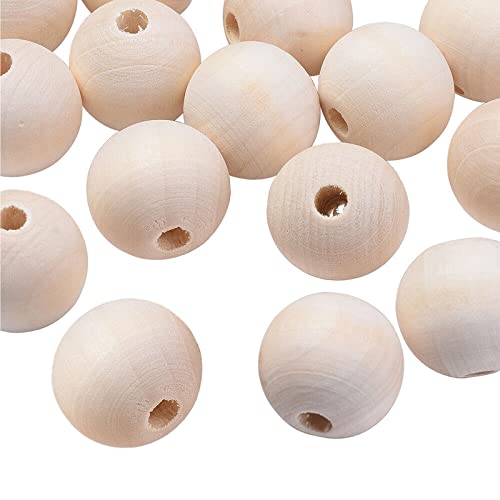 hesmartly 100Pcs 1 Inch Unfinished Wood Beads Round Wooden Spacer Beads Natural Wood Loose Beads hesmartly