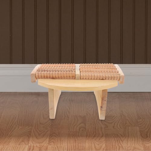WOFASHPURET Wood Sauna Stool, Foot Rest Under Desk, Foot Roller Stool Sauna Footrest Portable Footstool Fool Massage with Roller for Work, Gaming, WOFASHPURET