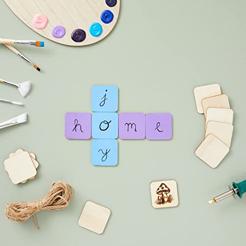 60 Pack 2x2 Wood Squares for Crafts, 2.5mm Unfinished Wood Cutouts with Rounded Corners Bright Creations