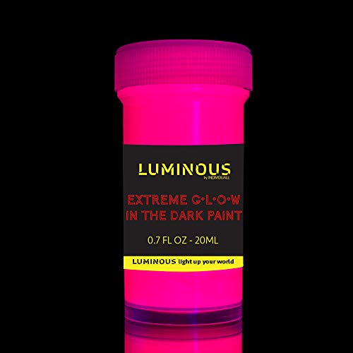 Luminous Extreme Glow in The Dark Paint - Set of 8 x 20 ml / 0.7 fl oz pots - Self-Luminous Glowing Neon Paints – High Pigmentation Long-Lasting individuall