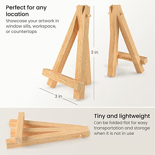 Arteza 5 Inch Mini Display Wood Easel, Pack of 40 Art Supplies for Displaying Small Canvases, Business Cards, Photos ARTEZA