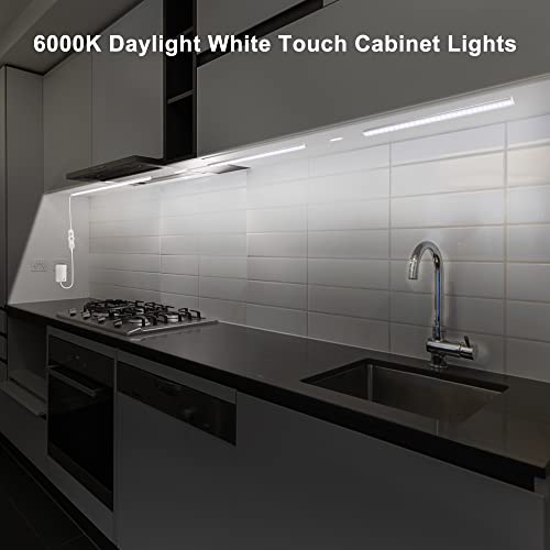 Maylit Under Cabinet Lights Plug in, 3 Pcs 12 Inch Ultra Thin Under Cabinet Lighting, Super Bright Daylight White Under Counter Lights for Kitchen, maylit