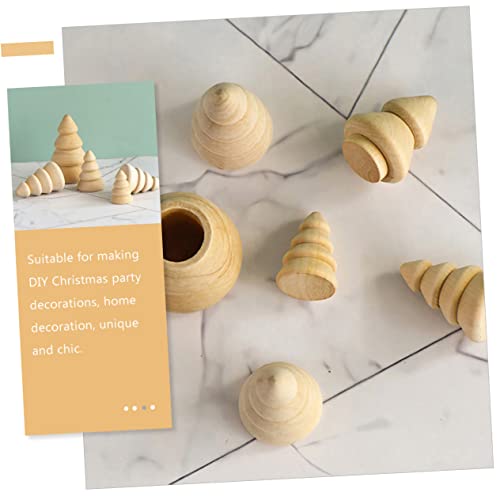 Tofficu 10pcs Wood Tree Wooden Peg Figures Unfinished Wood Christmas Tree Wooden Peg Dolls People Tree Figurine Model Paintable Wood Tree Wood Peg Tofficu