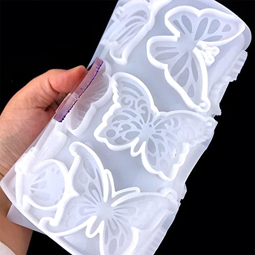 Butterfly Keychain Mold, Silicone Resin Molds for Keychain, 12 Styles Butterfly Jewelry Pendant Mold for Epoxy Resin, Unique Keychain Ornament Mold Wehous