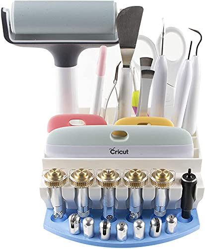 Organizer for Cricut Tools and Accessories Blade Holder Caddy,Storage for Cricut Maker Blades/QuickSwap Tip/Explore DeepCut Blade(Blue) XCJD