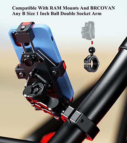 BRCOVAN 2 Pack, Aluminum Alloy Large Bar Clamp Mount with 1'' TPU Ball Fit for ATV UTV Roll Cage Round Rail Diameter 1.5'' 1.65'' 1.75'' 1.85'' 2'' BRCOVAN