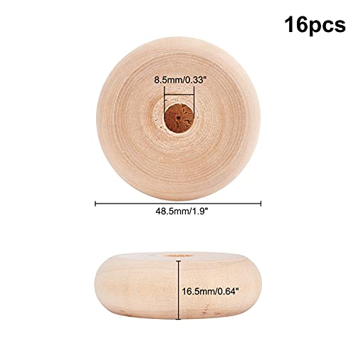 OLYCRAFT 16pcs Wood Craft Wheels 1.9 Inch Unfinished Wooden Wheels Classic Axle Hole Natural Wooden Crafts Small Car Accessories for Arts & Crafts, OLYCRAFT