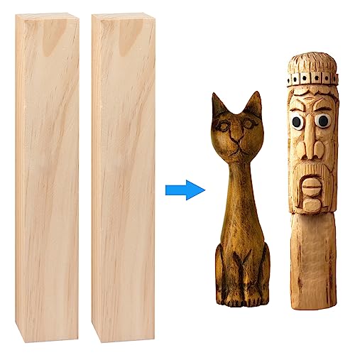 8 Pack Basswood Carving Blocks, 12x2x2 Inches Basswood Blocks for Beginner to Advanced Carvers, Ideal for DIY Projects and Gifts, Soft and Smooth, GNIEMCKIN