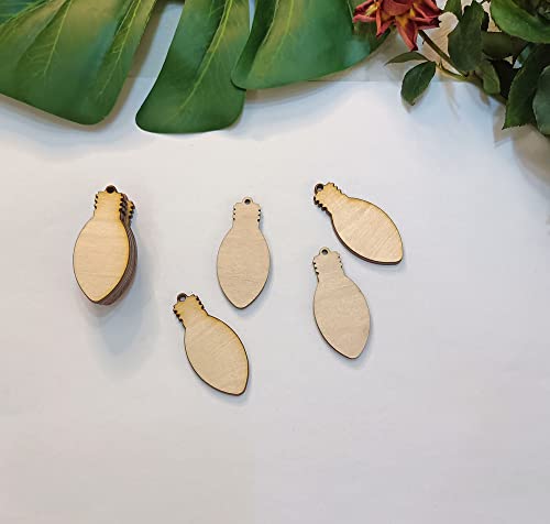 30pcs of Christmas Lights Dangle Earrings Sublimation Blank,Unfinished Wooden Light Bulb Wooden Slices Blank Christmas Wooden Hanging Decor (2'') Yuxuanish