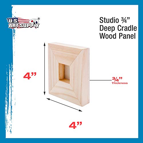 U.S. Art Supply 4" x 4" Birch Wood Paint Pouring Panel Boards, Studio 3/4" Deep Cradle (Pack of 5) - Artist Wooden Wall Canvases - Painting U.S. Art Supply