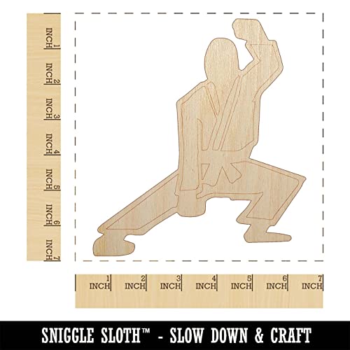 Kung Fu Martial Arts Crouch Stance Karate Gi Unfinished Wood Shape Piece Cutout for DIY Craft Projects - 1/8 Inch Thick - 6.25 Inch Size Sniggle Sloth