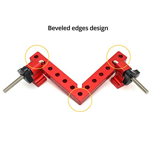 QWORK 2Pcs 90 Degree Positioning Squares Right Angle Clamps Fixing Clamp, 5.5"×5.5"(14×14cm), Aluminum Alloy Woodworking Carpenter Tool for Box QWORK