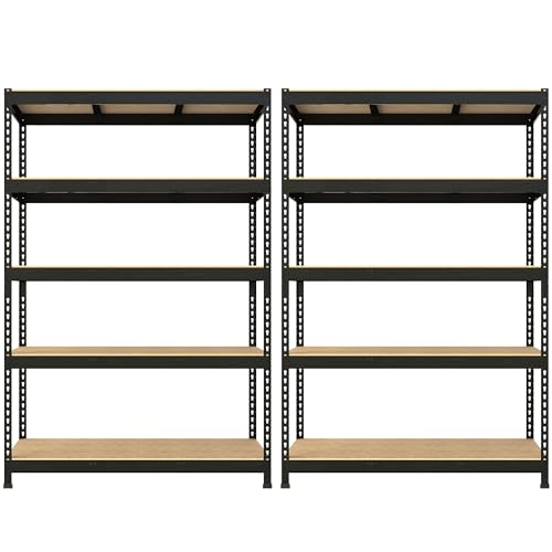Prilinex Heavy Duty Storage Shelves 48" W x 24" D x 72" H - 2 Packs 5-Tier Adjustable Metal Garage Shelving Unit, Standing Utility Shelf Racks for Prilinex