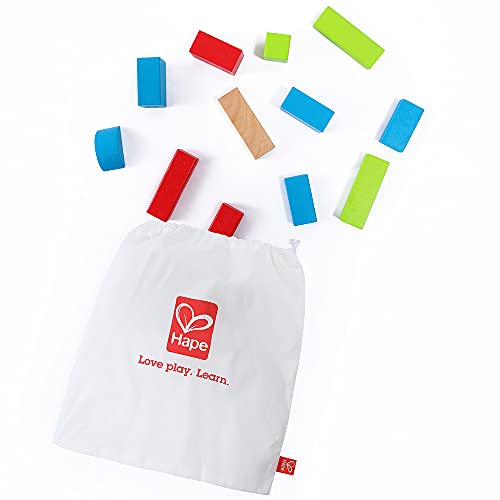 Maple Wood Kids Building Blocks by Hape | Stacking Wooden Block Educational Toy Set for Toddlers, 50 Brightly Colored Pieces in Assorted Shapes and Hape