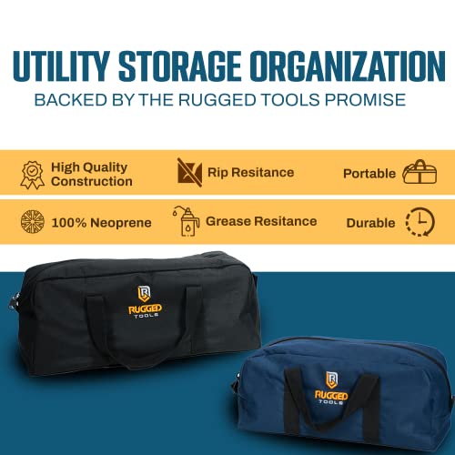 Rugged Tools Tool Bag Combo - Includes 1 Small & 1 Medium Toolbag - Organizer Tote Bags for Electrician, Plumbing, Gardening, HVAC & More Rugged Tools