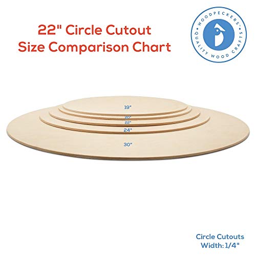 Wood Plywood Circles 22 inch, 1/4 Inch Thick, Round Wood Cutouts, Pack of 1 Baltic Birch Unfinished Wood Plywood Circles for Crafts, by Woodpeckers Woodpeckers