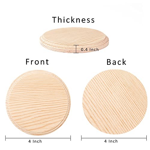 Dorhui 4Pcs 4 Inch Round Wooden Plaque, Unfinished Natural Pine Wood Circle Craft Plaques Wood Base for Craft Projects and DIY Home Decoration Dorhui