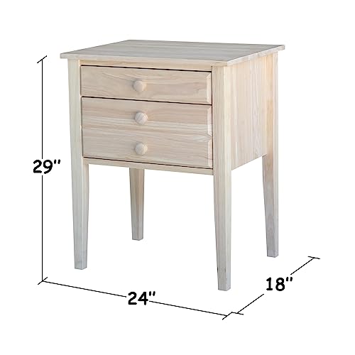 International Concepts Accent Table with Drawers Unfinished IC International Concepts